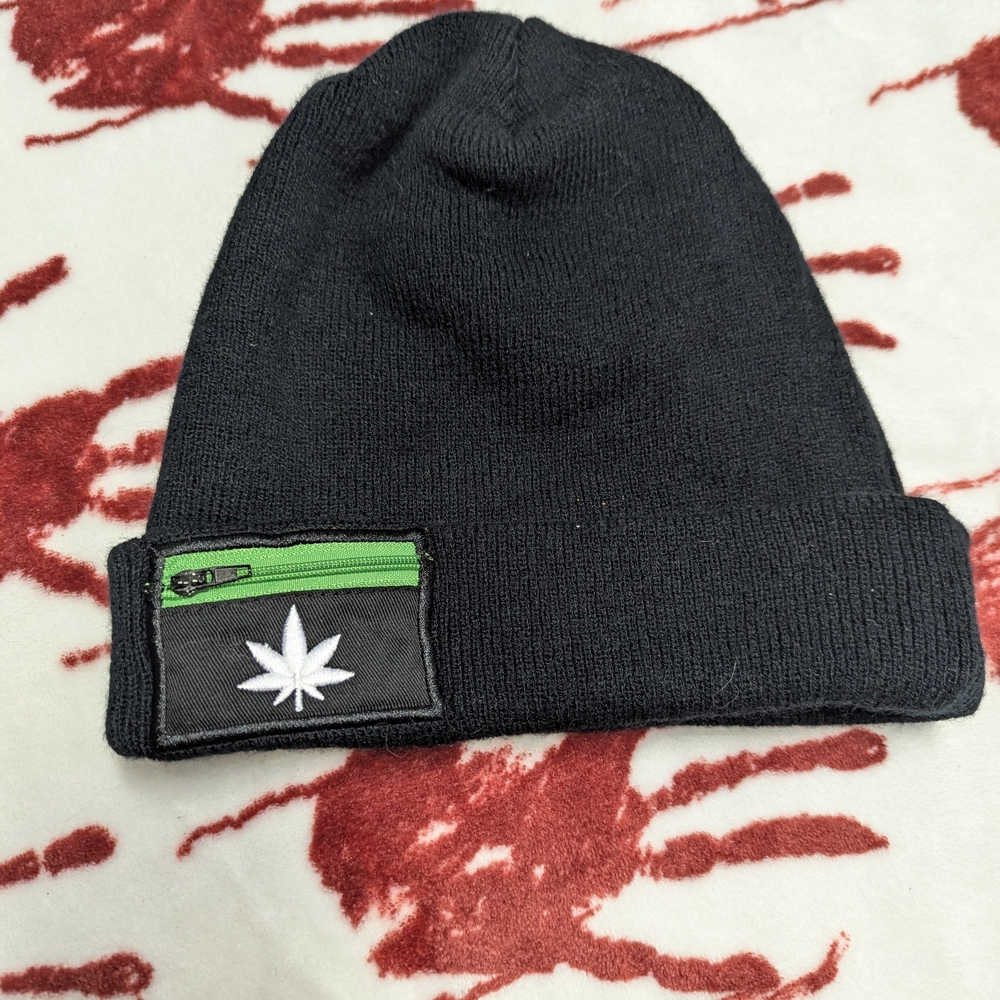 Spencer's Black Beanie with Green Accent